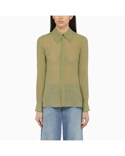 AMI Green Olive Silk Shirt
