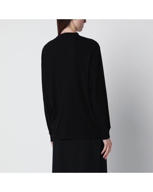 The Row Black Cotton Crew-Neck Sweater