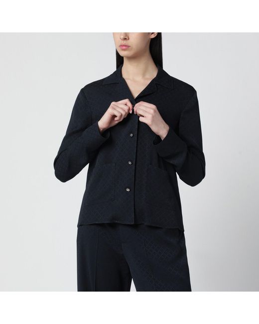 Gucci Blue Jacquard Silk-Blend Shirt