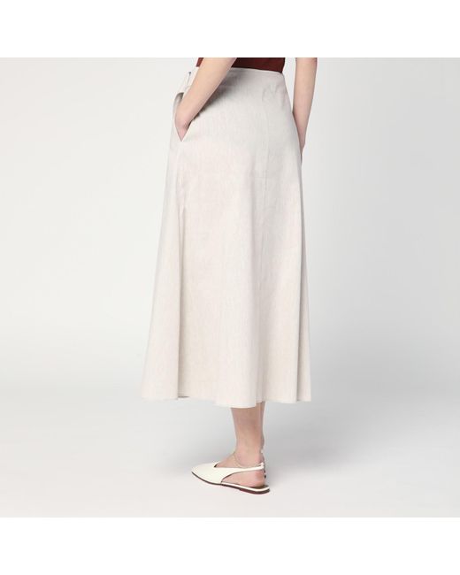 Department 5 White Traxs Grey Mélange Skirt In Linen Blend