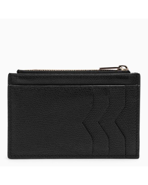 Valextra Black Grained Leather Card Case for men