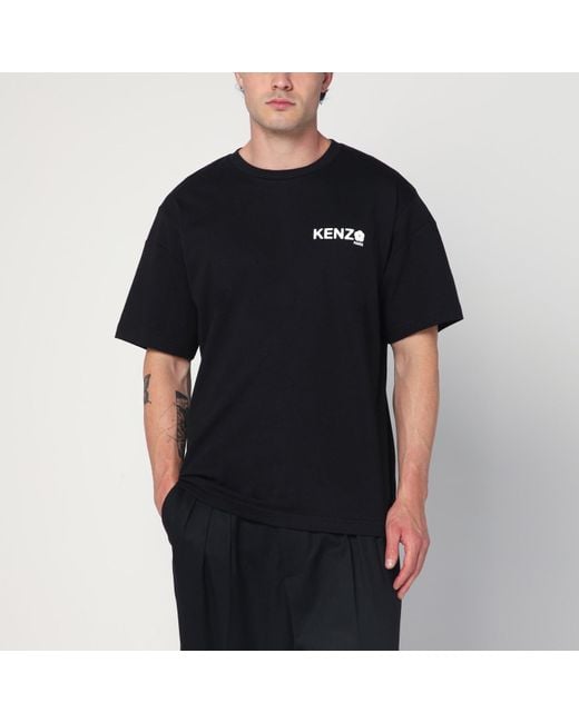 KENZO Black Cotton T-Shirt With Logo for men