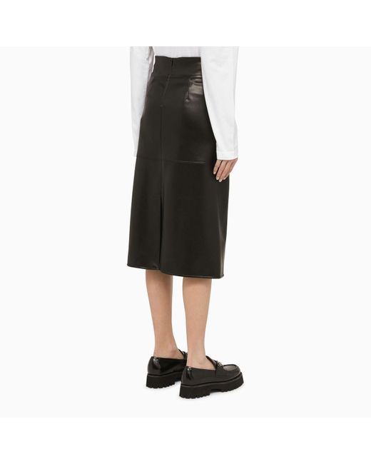 Max Mara Black Leatherette Midi Skirt