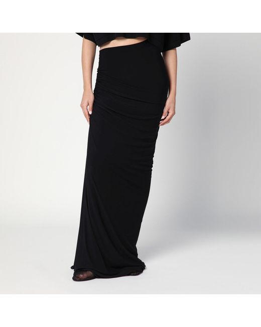 Alaïa Black Long Draped Skirt