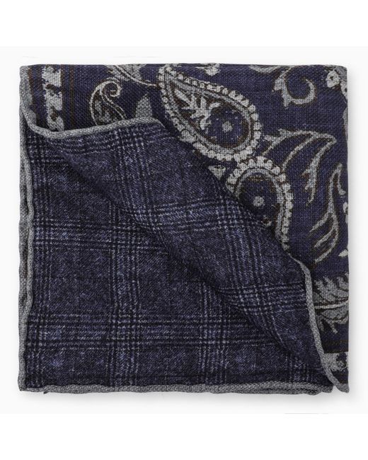 Brunello Cucinelli Blue Scarf With Pattern for men