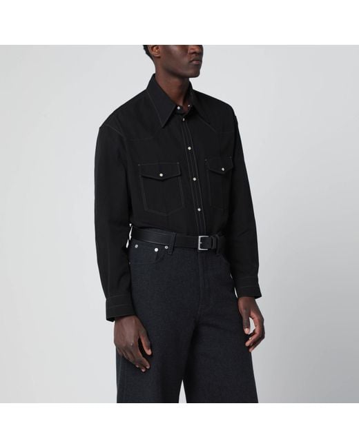 Lemaire Western Cotton Shirt in Black for Men | Lyst