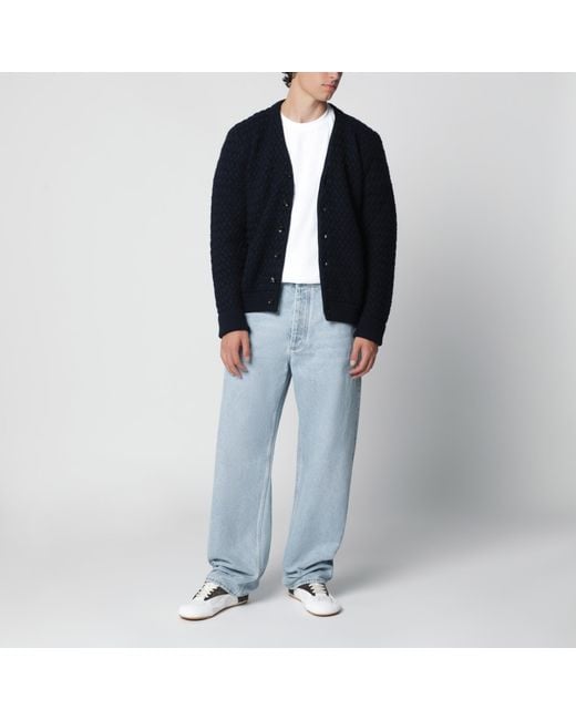 Bottega Veneta Black Intrecciato Wool Cardigan for men
