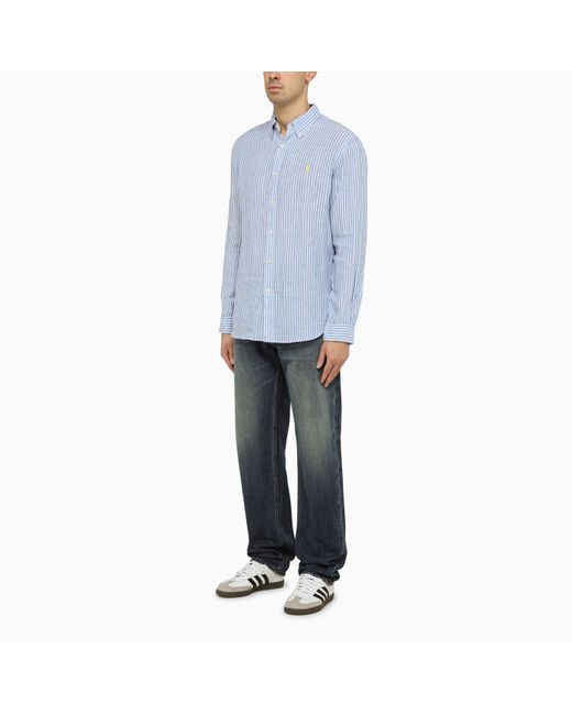 Polo Ralph Lauren Blue Custom Fit/ Linen Oxford Shirt for men