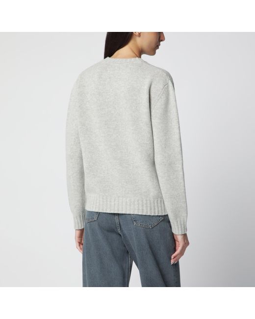 MM6 by Maison Margiela Gray Sweater With Calligraphic Print