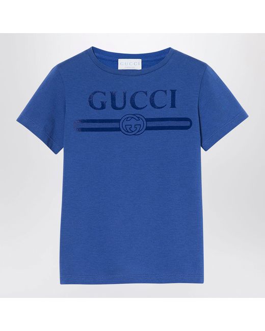 Gucci Blue Ultramarine T-Shirt With Logo Print
