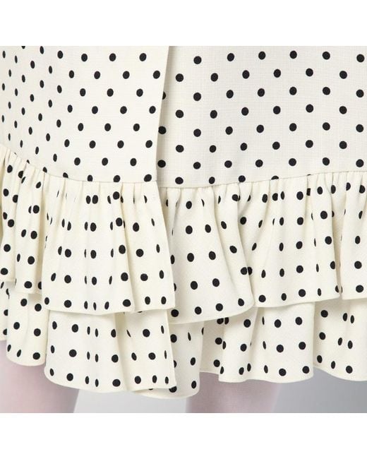 Gonna avorio a pois con balze di Valentino in White