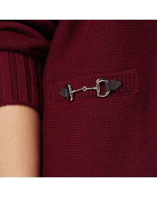 Cardigan bordeaux in lana e cashmere di Gucci in Red