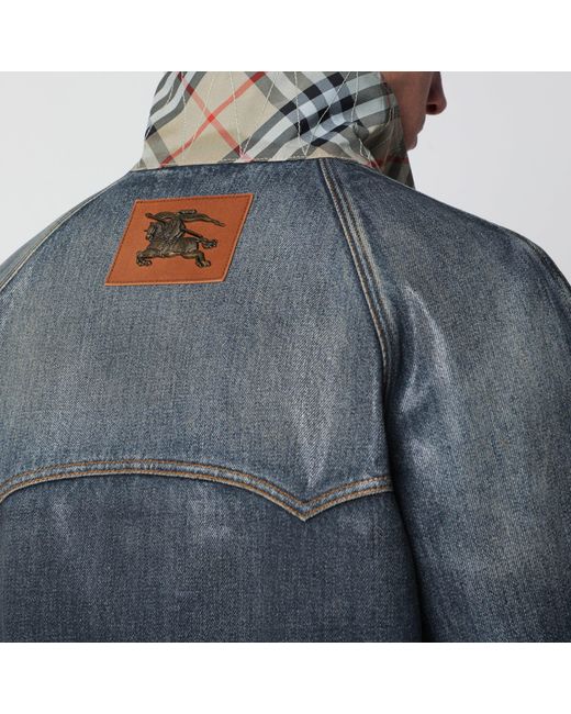 Burberry Blue Coated Denim Aviator Jacket for men