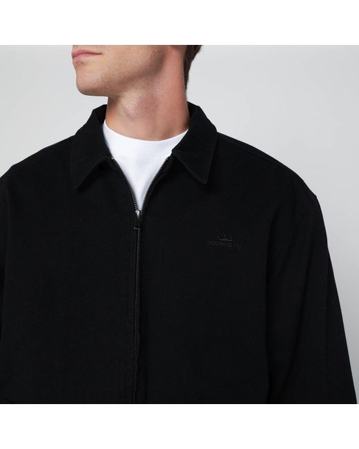 AWAKE NY Black Zip Up Overshirt With Logo for men
