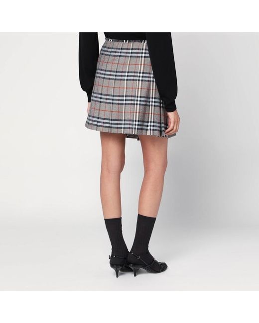 Jupe Kilt En Laine Grise À Motif Check Burberry en coloris Black
