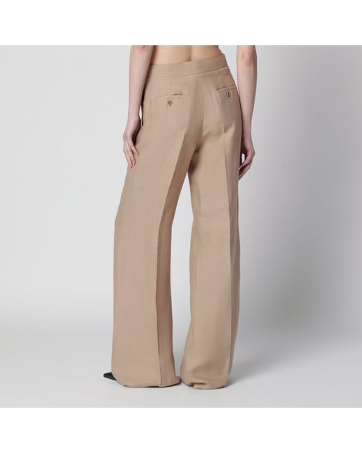 Max Mara Natural Regular-Fit Linen Natté Trousers