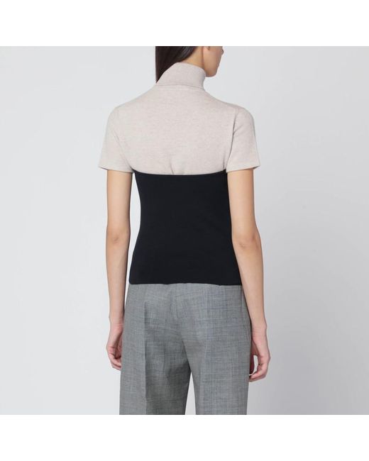 Top blu in cotone con logo di Miu Miu in Black
