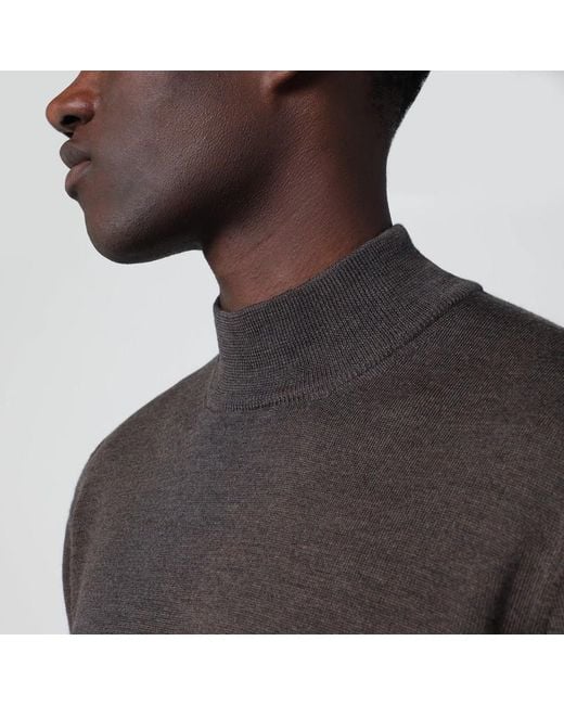 Tagliatore Black Taupe Wool Turtleneck Sweater for men