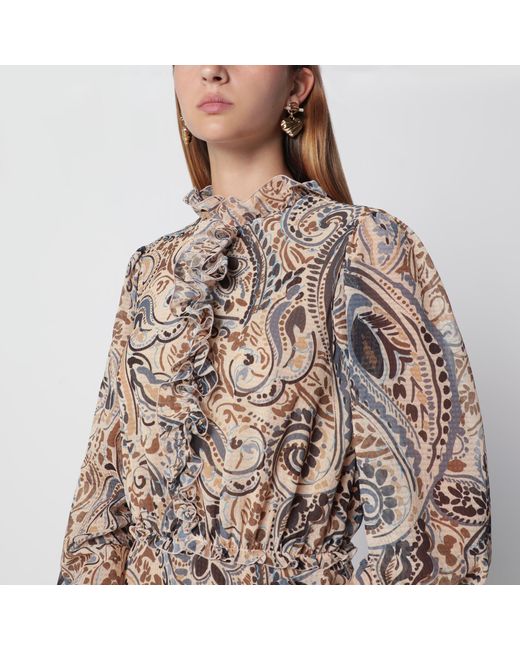 Etro Multicolor Ruffle Dress With Multicolour Print