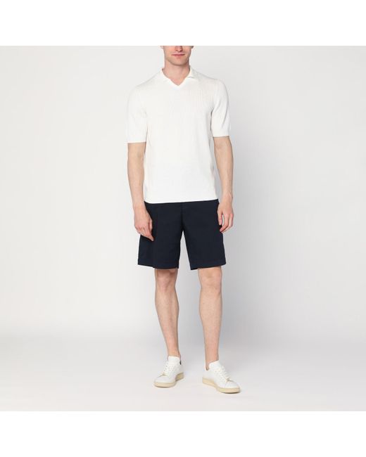 Brunello Cucinelli Blue Cotton Bermuda Shorts for men