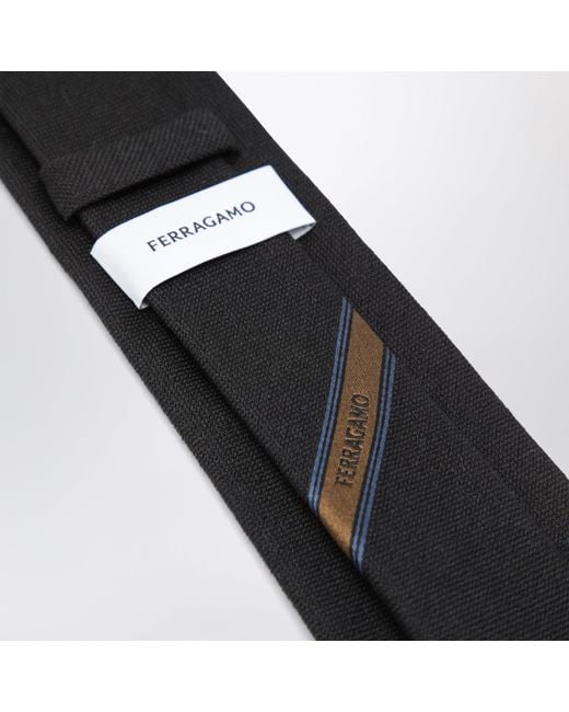 Ferragamo Black Dark Gancini Jacquard Tie for men