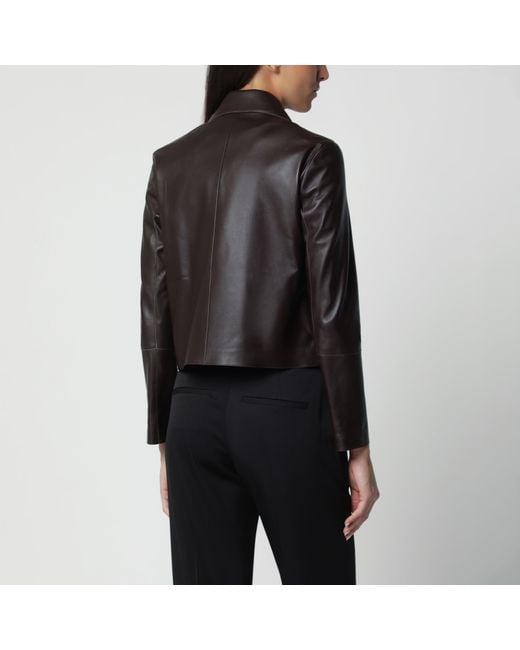 Arma Black Coffee Emy Cropped Leather Jacket