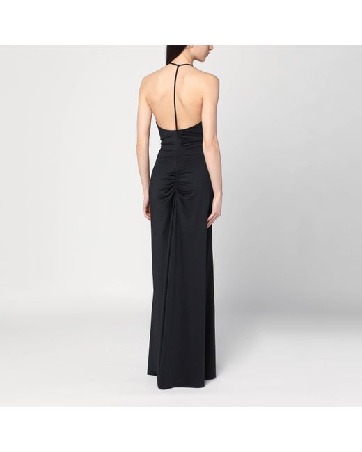Victoria Beckham Black Long Dress With Gathering