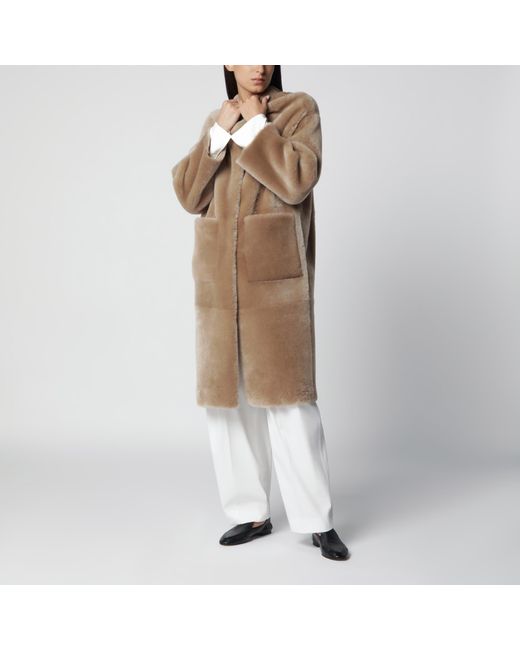 Blancha Natural Hazelnut Reversible Shearling Coat