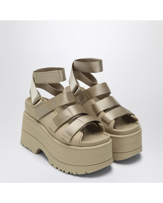Ugg Metallic Platform Sandals Goldenrise In Sand Colour
