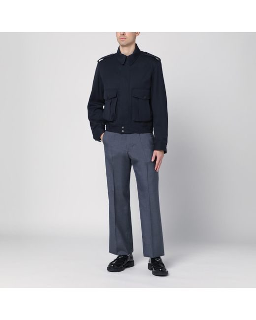 Dries Van Noten Blue Navy Wool Gabardine Jacket for men