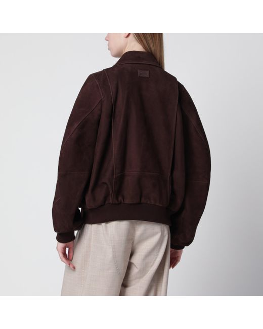 Loewe Brown Dark Suede Bomber Jacket
