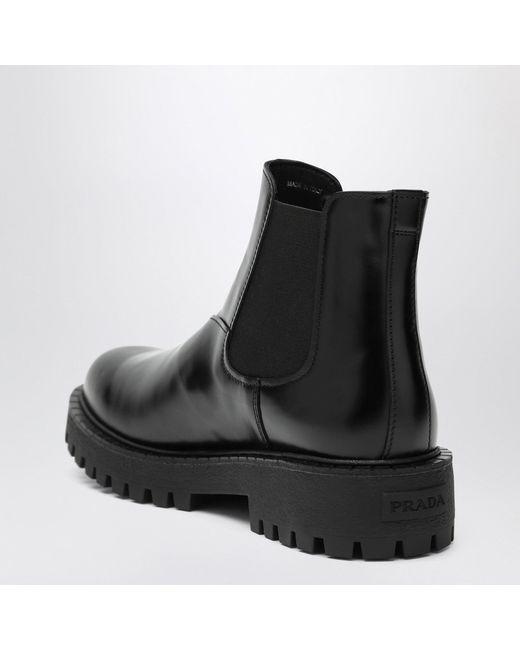Prada Black Leather Ankle Boot for men