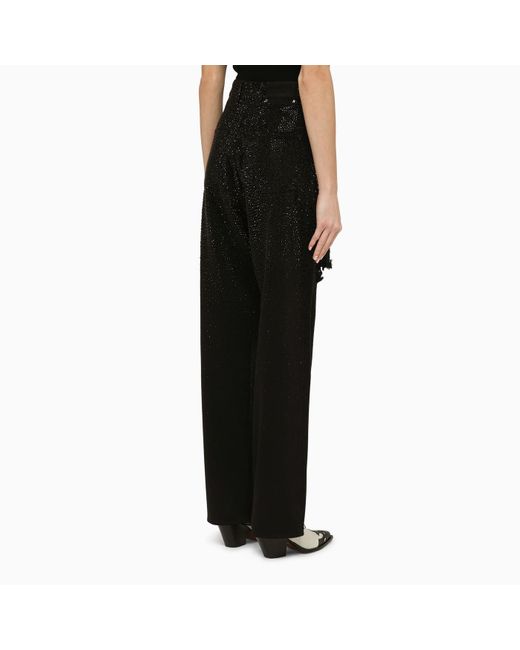Golden Goose Deluxe Brand Black Denim Trousers With Crystals