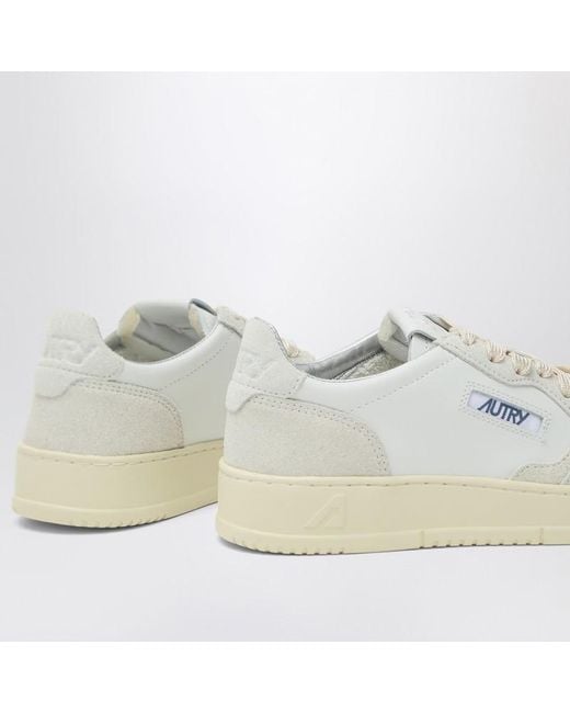 Autry White Medalist Trainer Aus Weißem Leder Und Wildleder