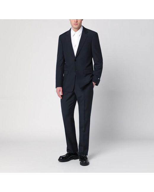 Pantalone classico navy in misto lana di Burberry in Blue da Uomo