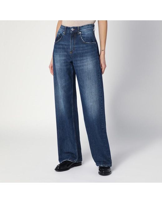 Department 5 Blue Wide-leg Pop Jeans With Washed Effect