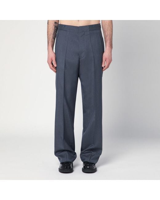Prada Blue Mohair And Silk Straight Pants for men