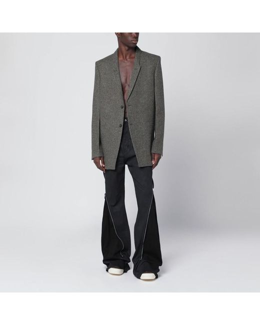 Rick Owens Gray Concordian Single-Breasted Wool Jacket for men