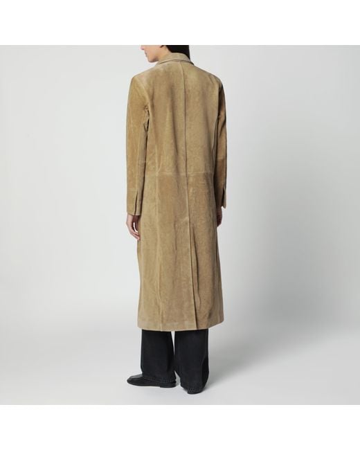 Arma Natural Alissa Single-Breasted Suede Coat