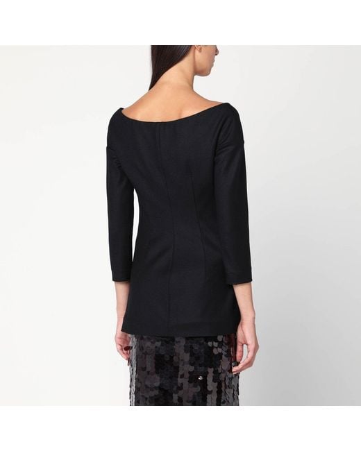 Alberta Ferretti Black Wool V-Neck Jacket