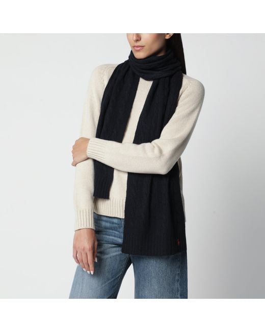 Polo Ralph Lauren Black Cable-Knit Wool And Cashmere Scarf