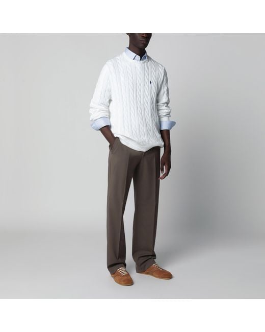 Polo Ralph Lauren White Cable-Knit Cotton Sweater for men