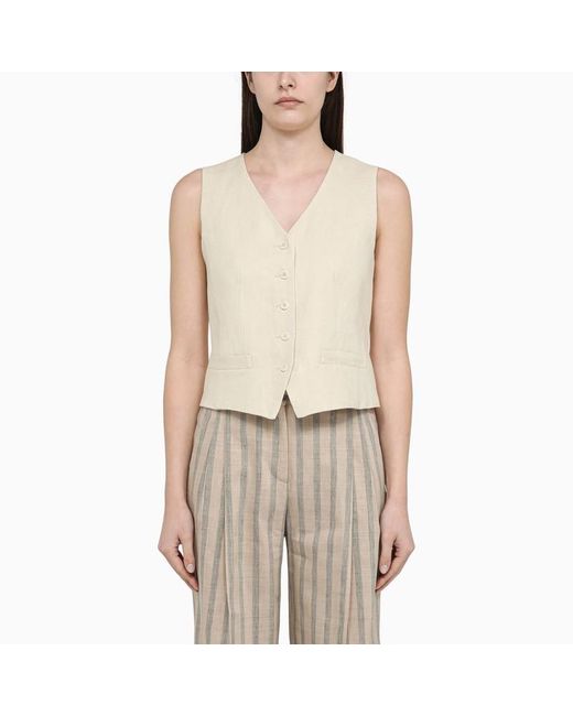 Gilet monopetto beige in lino di Weekend by Maxmara in Natural