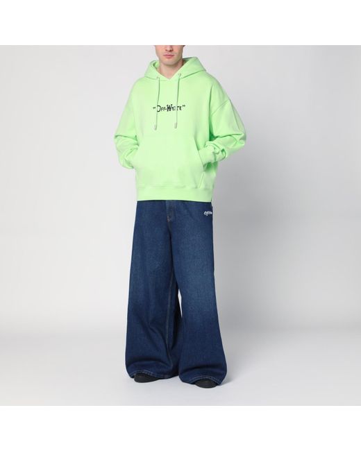 Off-White c/o Virgil Abloh Green Cotton Logo Sweatshirt With Drawstring Hood for men
