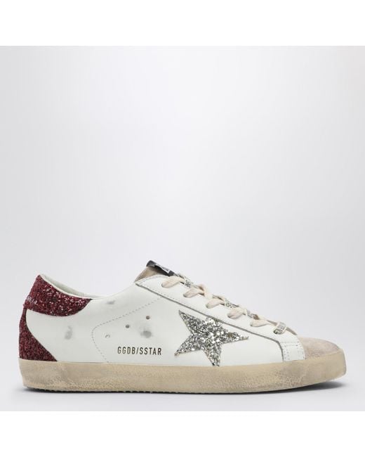 Golden Goose Super-Star Sneaker With Burgundy/ Glitter in