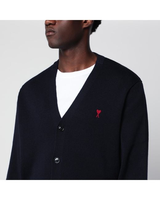 AMI Blue Ami De Coeur Cardigan for men