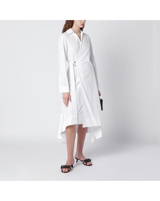 Loewe White Draped Silk Dress
