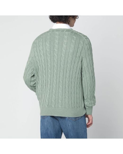 Polo Ralph Lauren Green Grey- Cotton Cable-knit Sweater for men