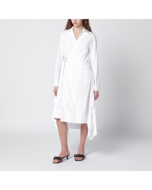 Loewe White Draped Silk Dress