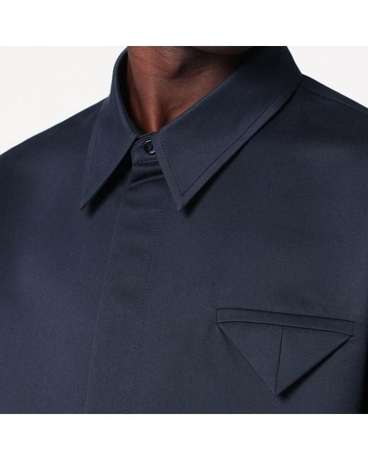 Camicia in cotone e seta di Bottega Veneta in Blue da Uomo